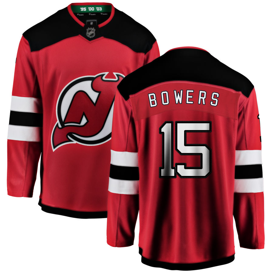 Shane Bowers New Jersey Devils Fanatics Branded Home Breakaway Jersey - Red